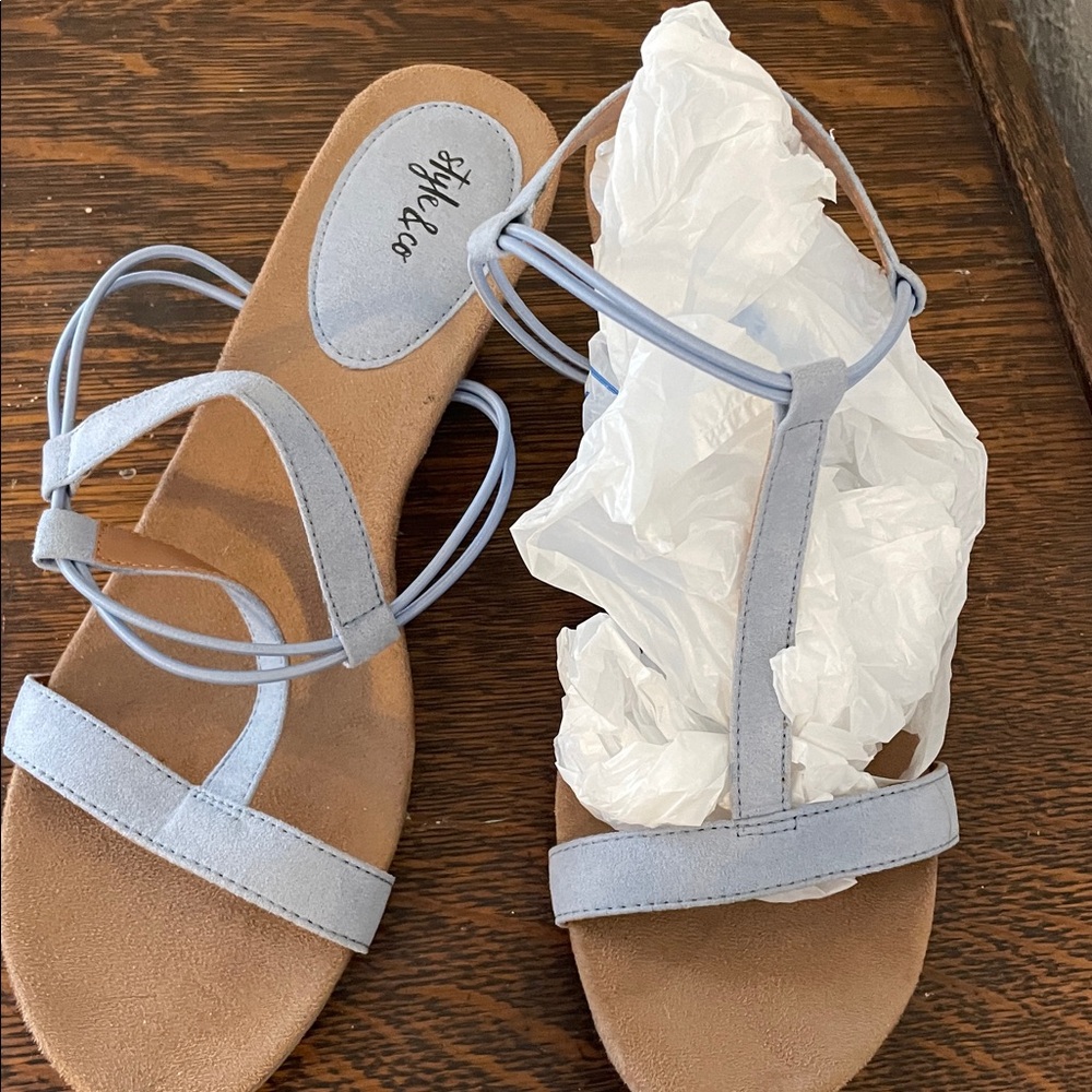 Style & Co strappy wedge sandal light blue size 10.5 - Picture 4 of 8